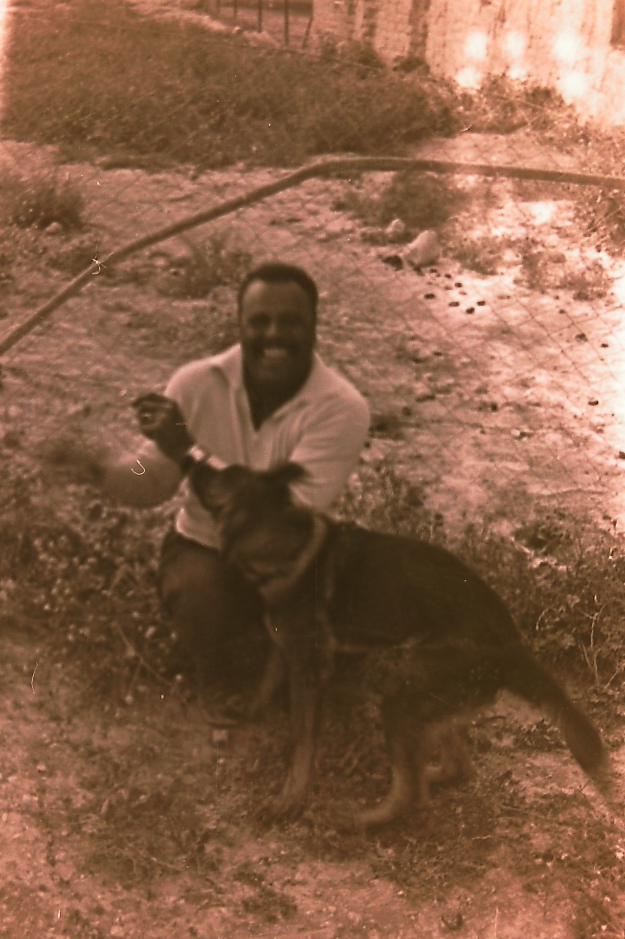 Abu Khaled with his dog — a Fasayel kind of joy.